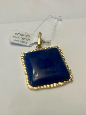 Free People Gold Pendant/Purse Charm with Deep Blue Stone